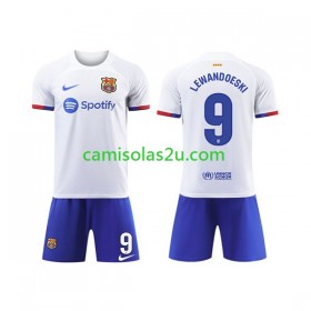 Camisolas de futebol FC Barcelona LEWANDOWSKI 9 Criança Equipamento Alternativa 2023/24 Manga Curta